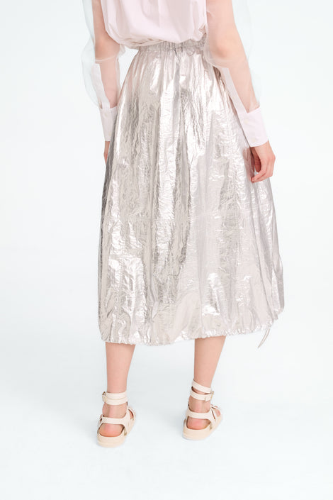 Maud silver shine foil skirt | Silver