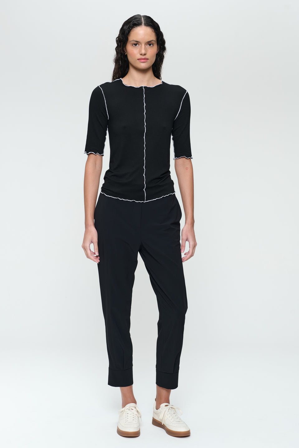 Jordan stretch viscose top | Black White