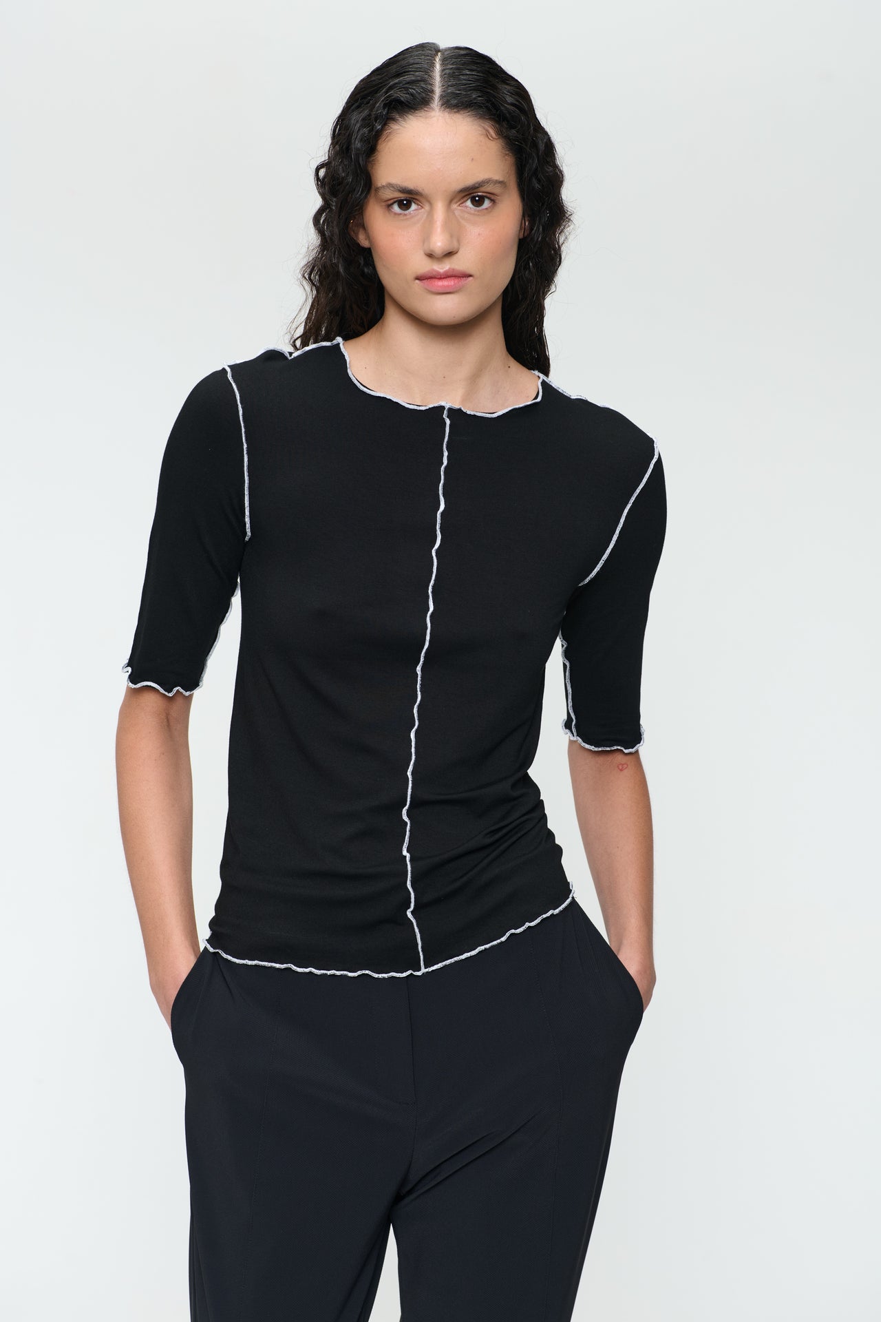 Jordan strech viscose top | Black White