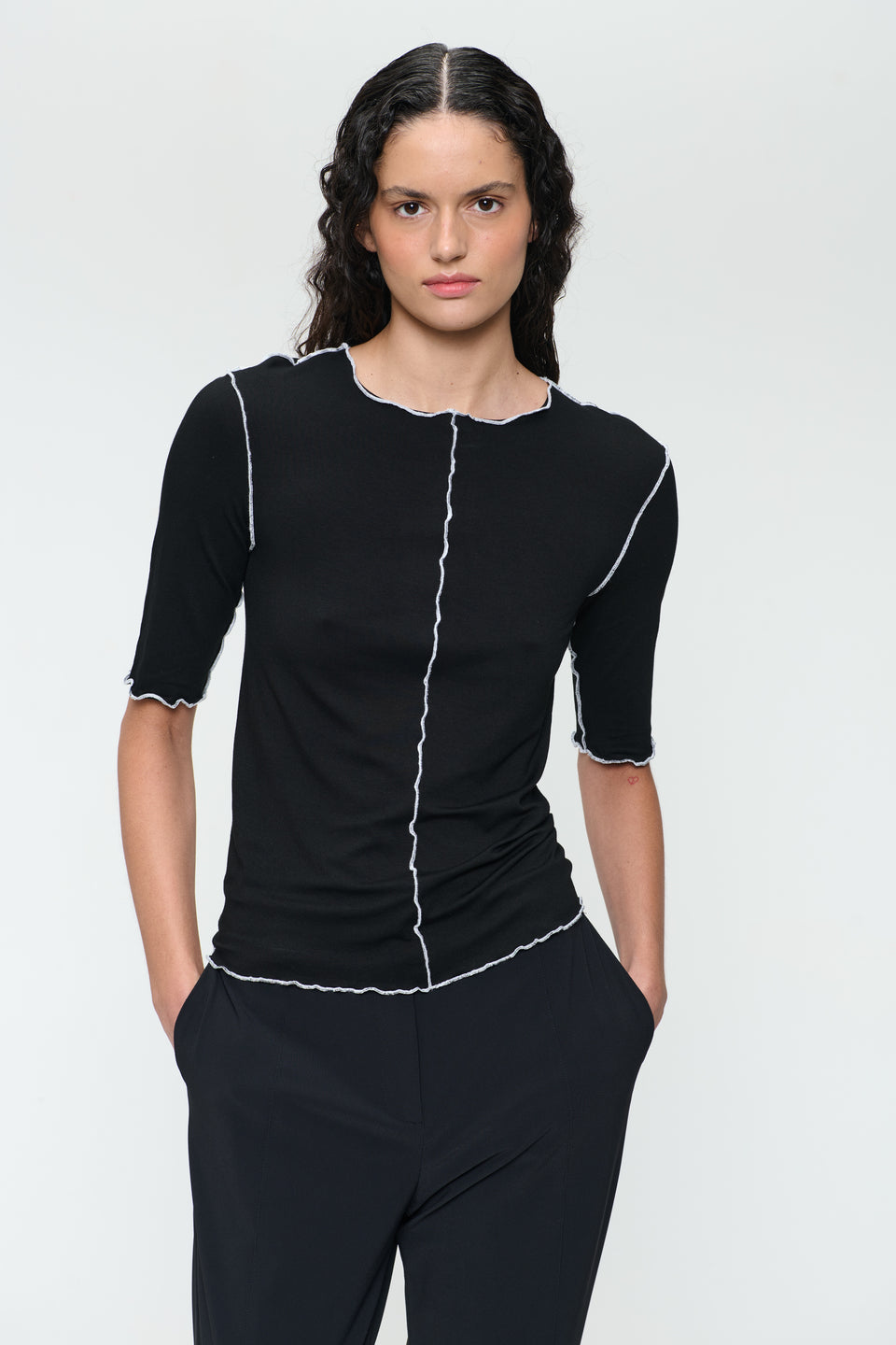 Jordan stretch viscose top | Black White
