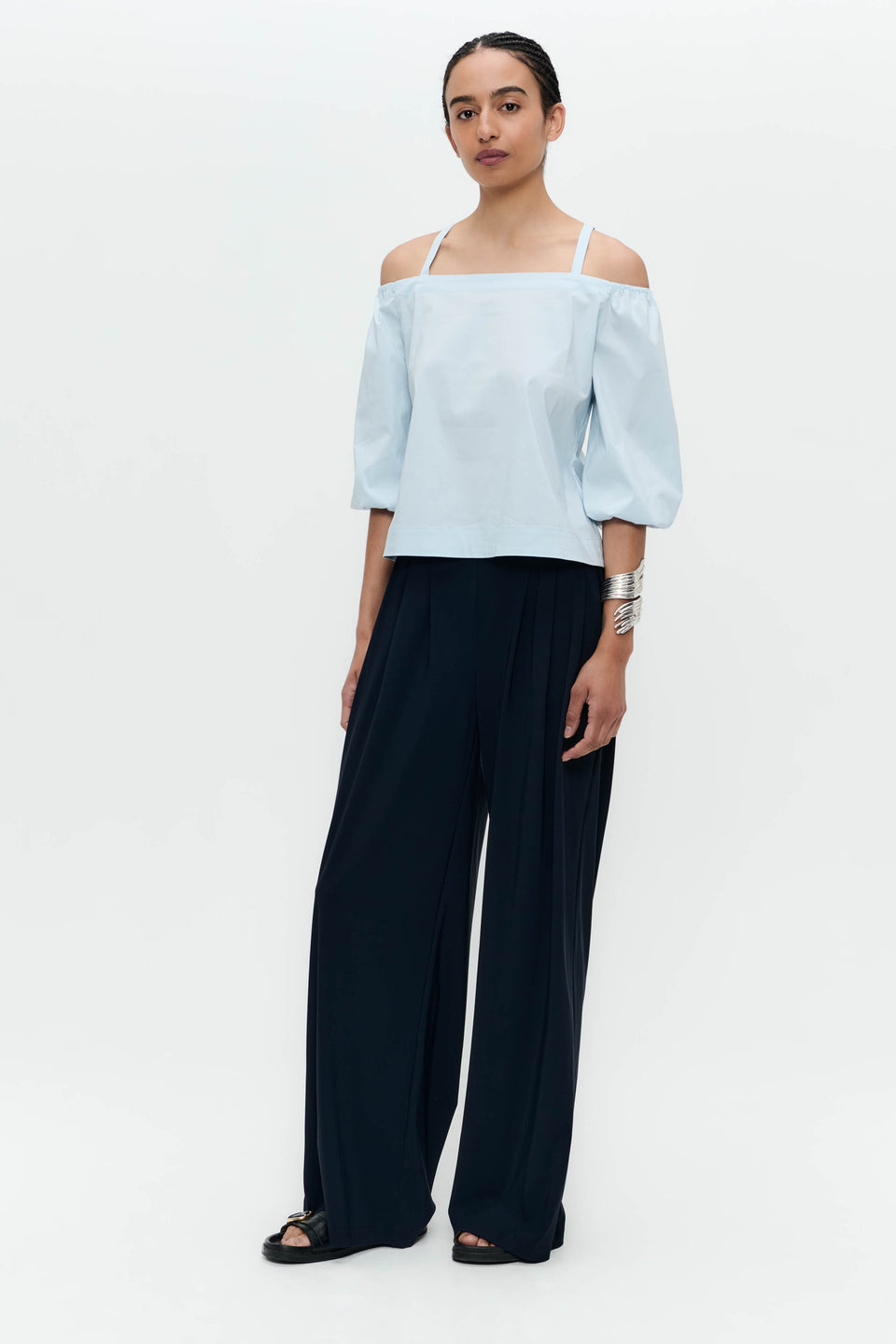 Samira cotton mix top | Light Blue