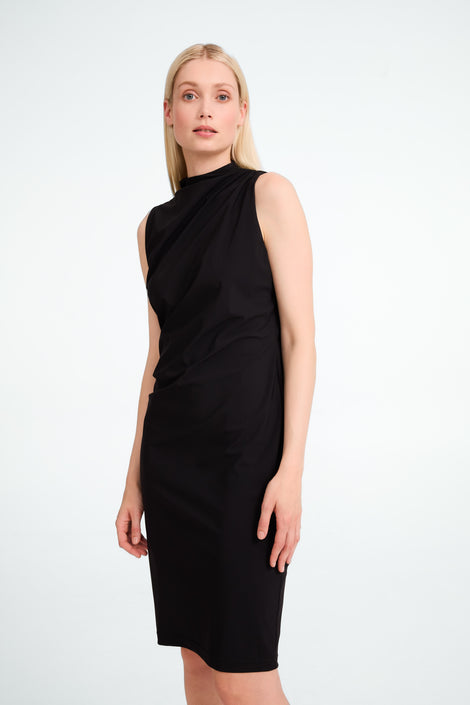 Verena strech technical jersey dress | Black