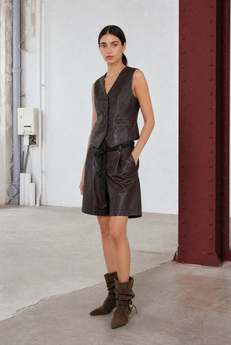 Arian eco leather vest | Dark Brown