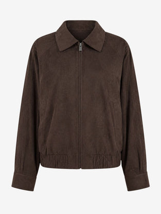 Pia suede effect bomber jacket | Dark Brown