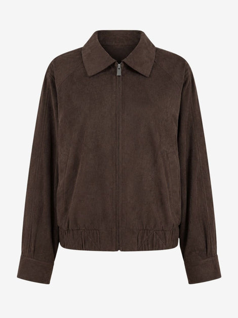 Pia suede effect bomber jacket | Dark Brown