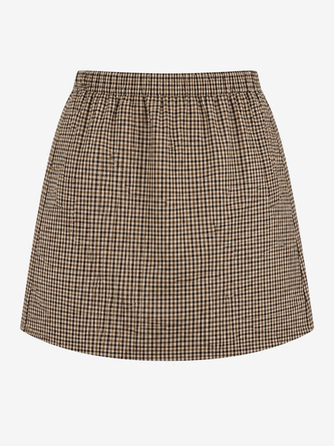 Flo check mini cottton skirt | Brown