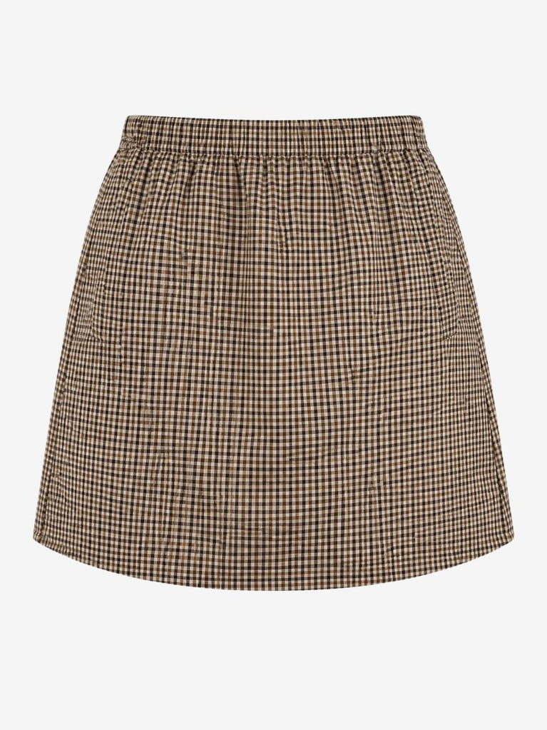 Flo check mini cottton skirt | Brown