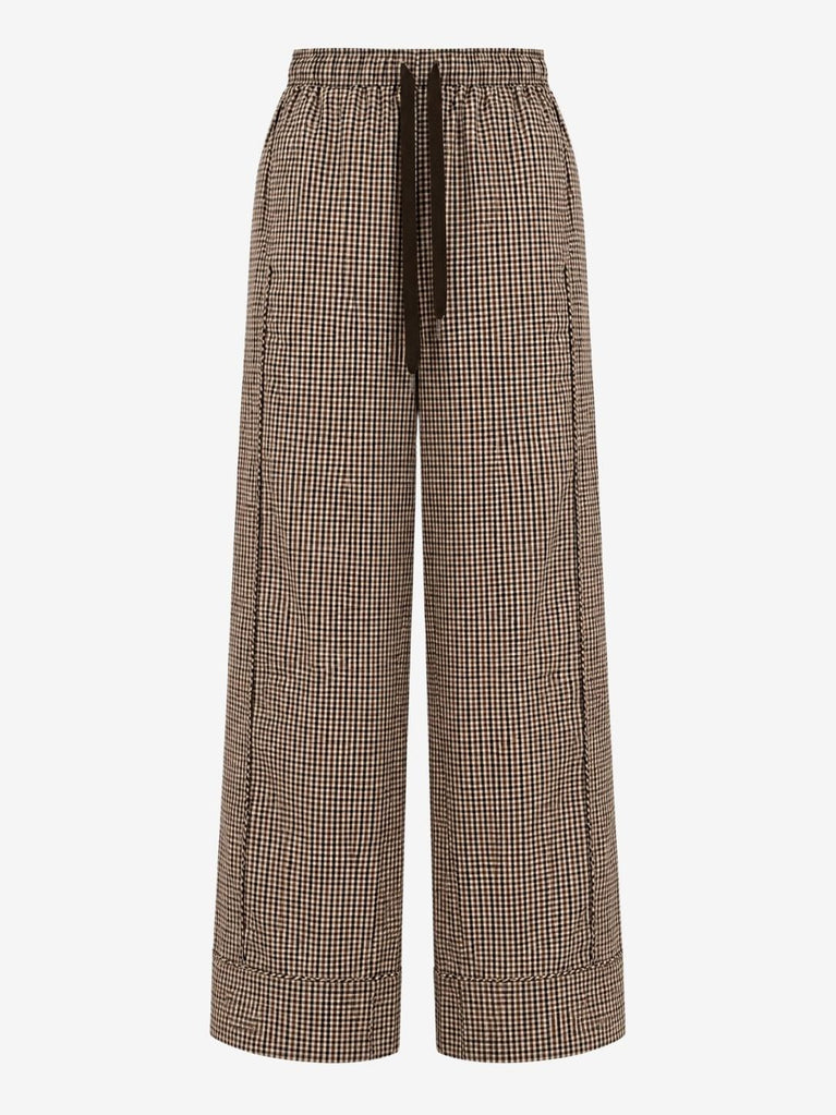 Rey check cotton pants | Brown