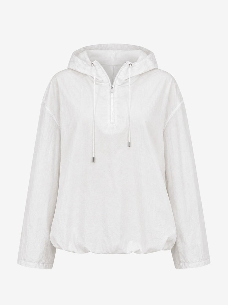 Clio hoodie zipper blouse | White