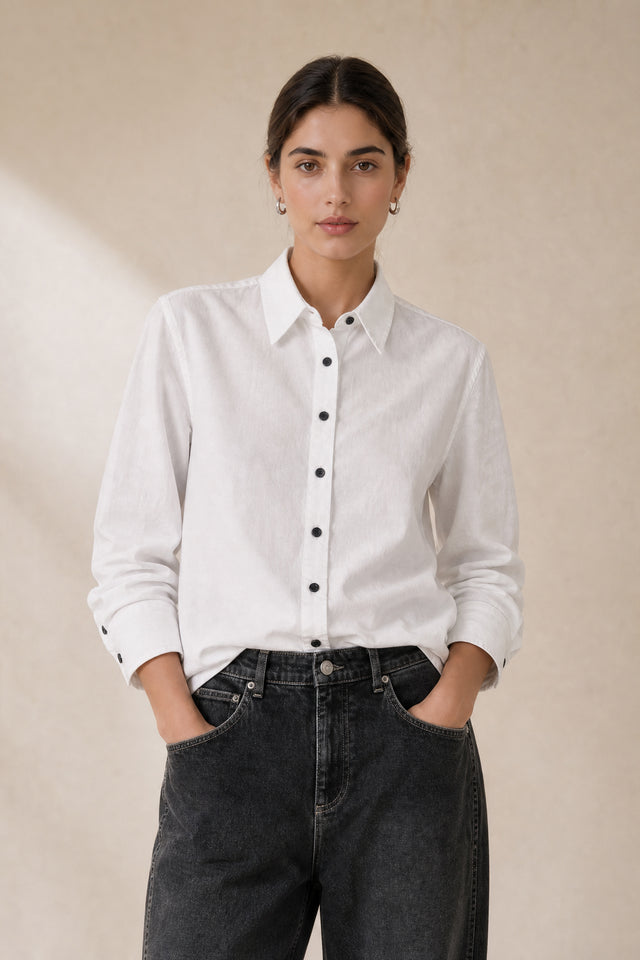 Lex Oxford poplin blouse | White