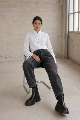 Lex Oxford poplin blouse | White