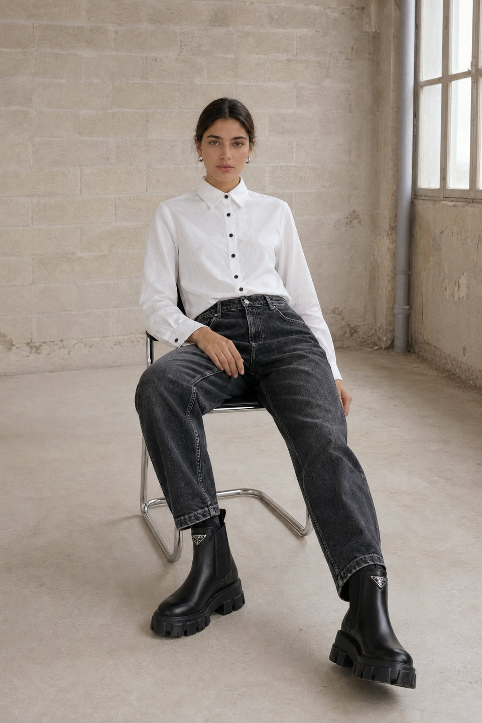 Lex Oxford poplin blouse | White