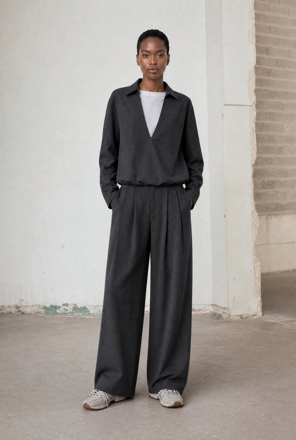 Sloan viscose pleated pants | Anthracite
