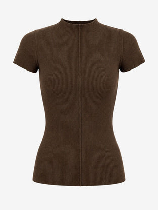 Rina rib knit top | Brown