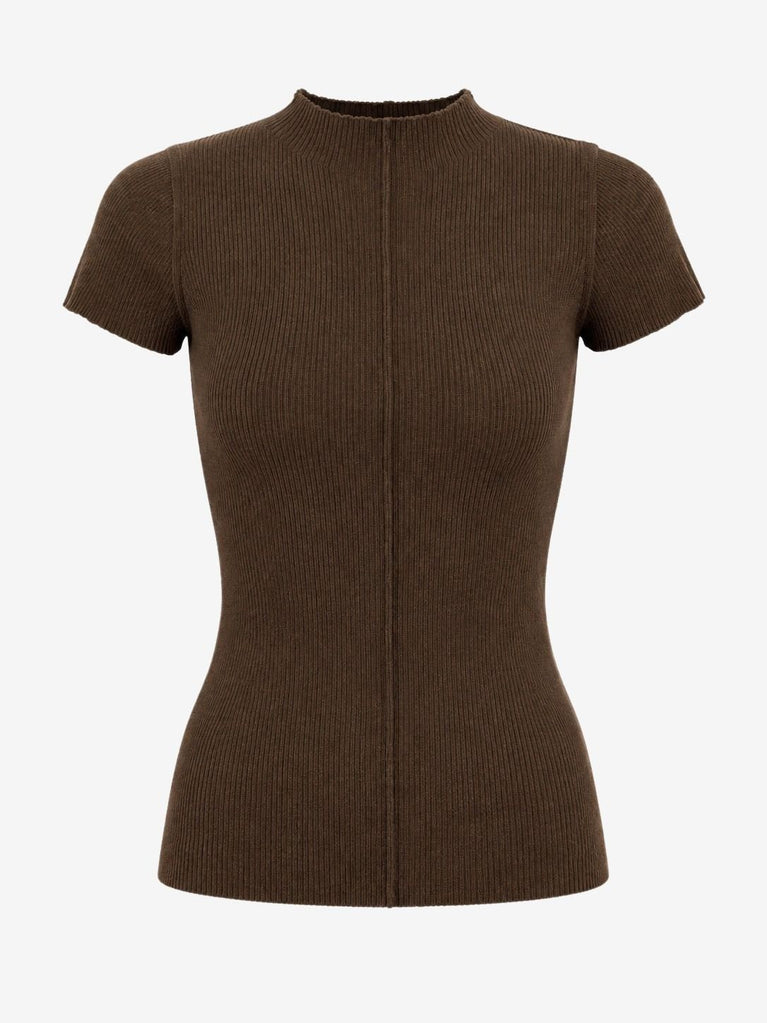 Rina rib knit top | Brown