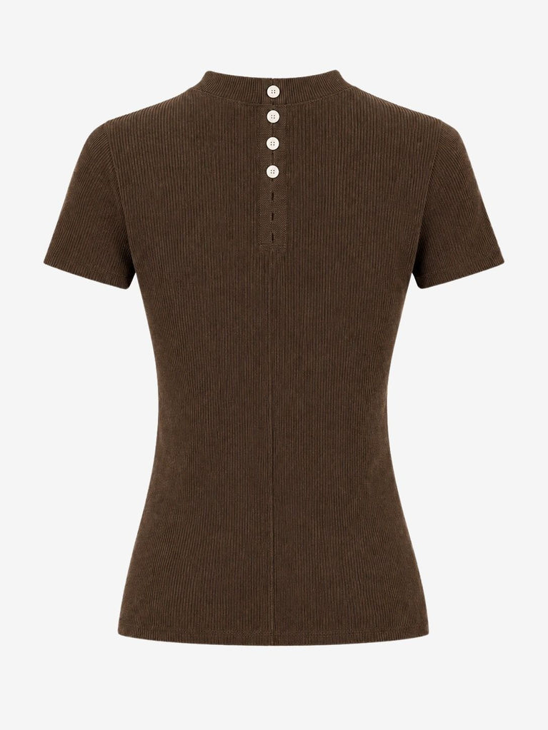 Rina rib knit top | Brown