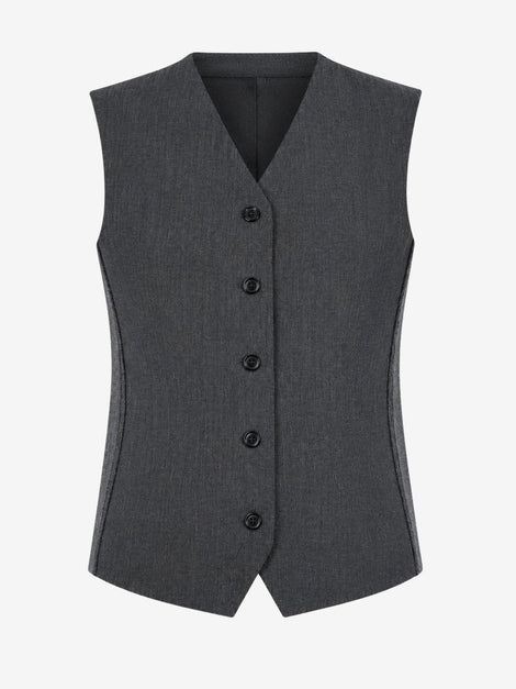 Oda back knitted viscose vest | Grey