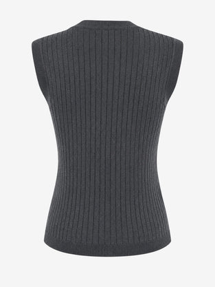 Oda back knitted viscose vest | Grey