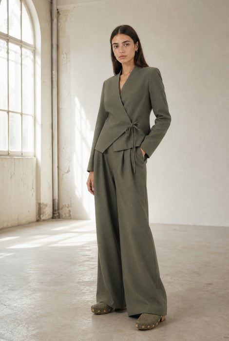Jade fitted viscose blazer | Green Melange