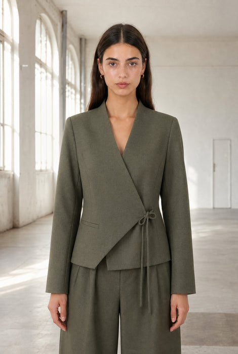 Jade fitted viscose blazer | Green Melange