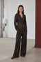 Jade fitted viscose blazer | Dark Brown