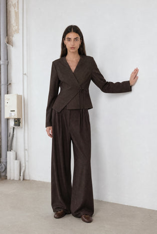 Lean wide-leg pants | Dark Brown
