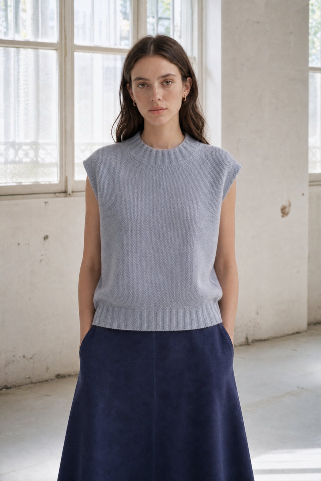 Abigail alpaca vest EX H24179 | Light Blue