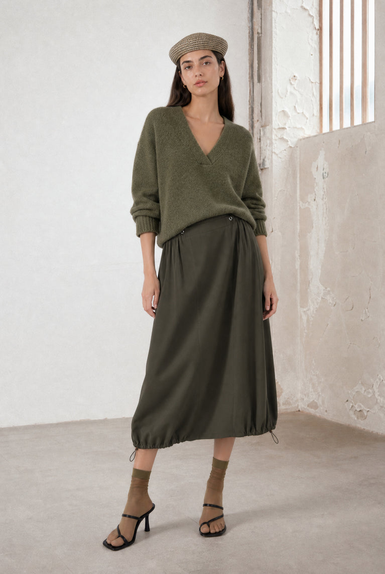 V-neck melange pullover 26553 | Green