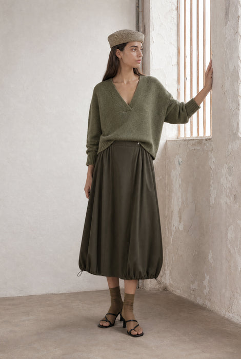 V-neck melange pullover 26553 | Green