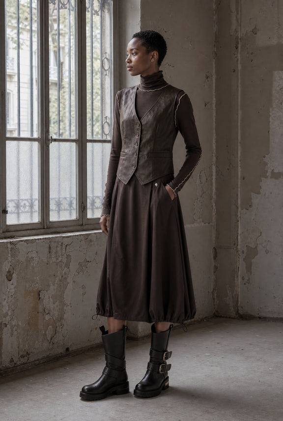 Albina skirt technical jersey | Chocolate