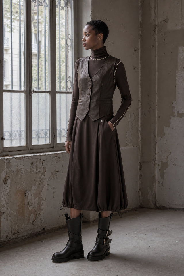 Albina skirt technical jersey | Chocolate
