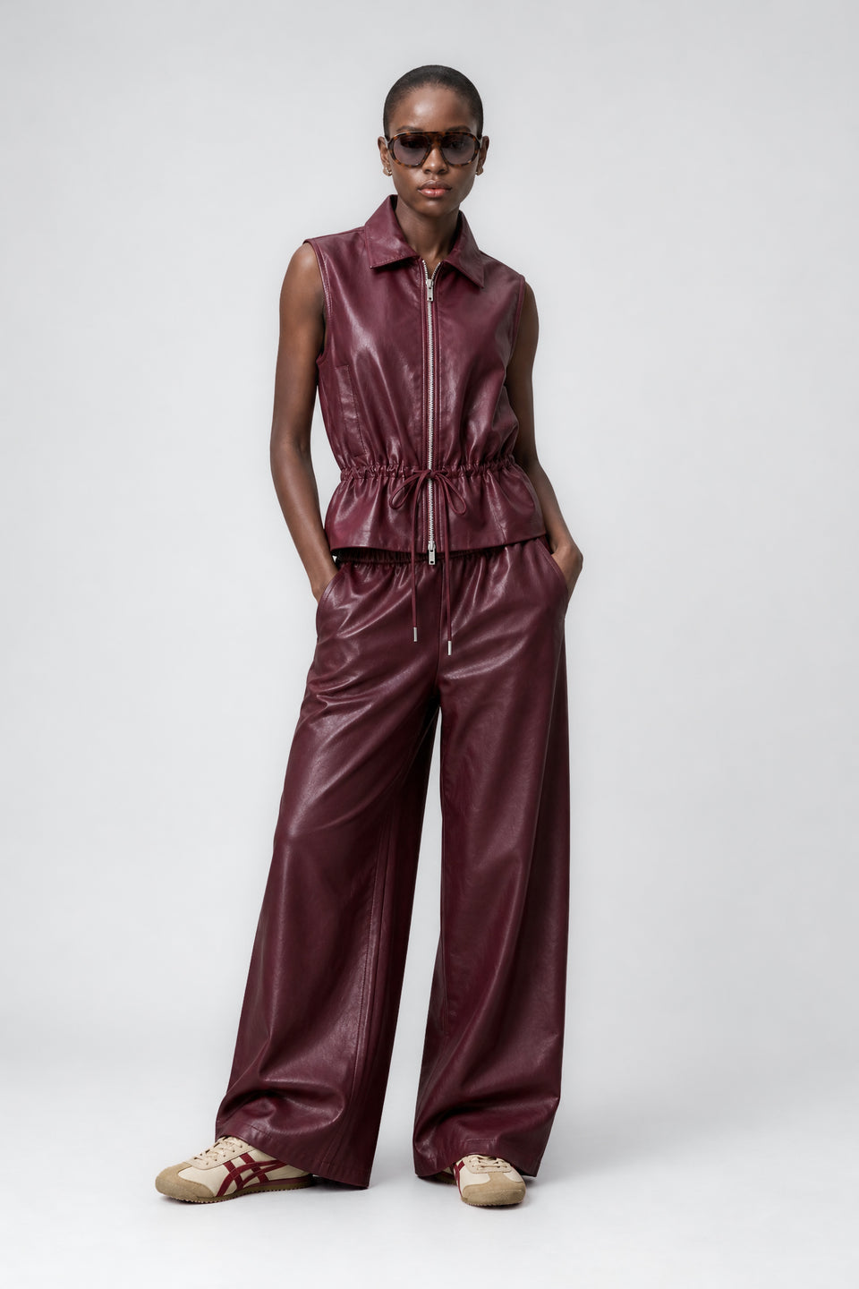 Alora eco leather vest | Bordo