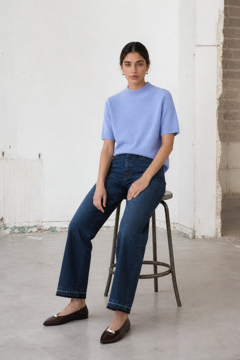 Alpaca knitted dyed top WP09 | Sky Blue
