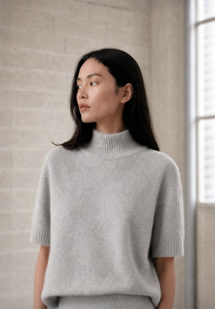 Alpaca knitted dyed top WP09 | Light Grey
