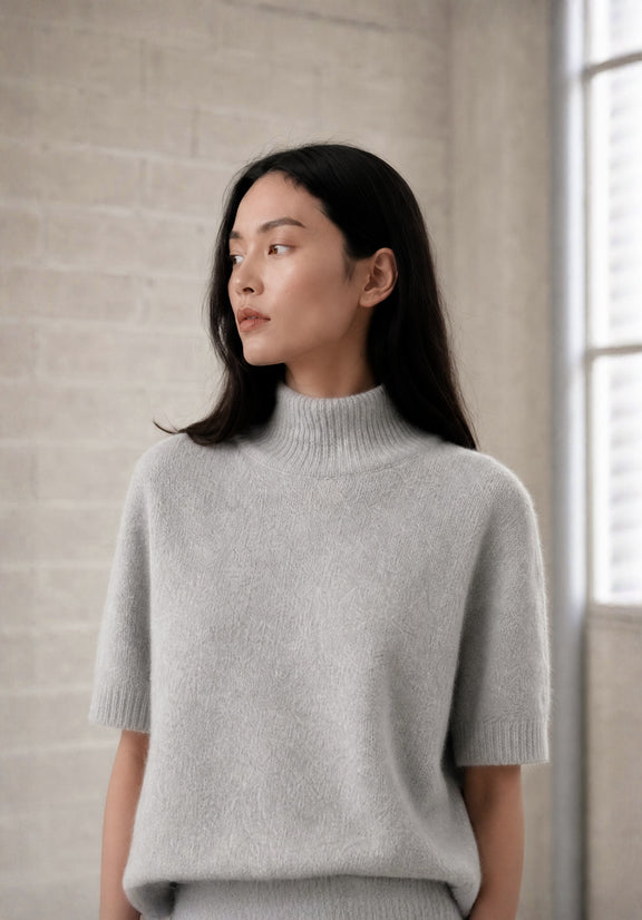 Alpaca knitted dyed top WP09 | Light Grey
