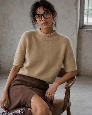 Alpaca knitted dyed top WP09 | Camel