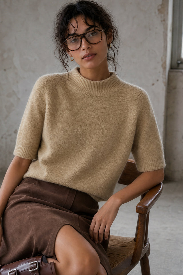 Alpaca knitted dyed top WP09 | Camel