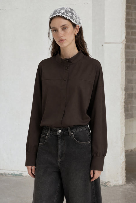 Angelika top technical jersey | Chocolate