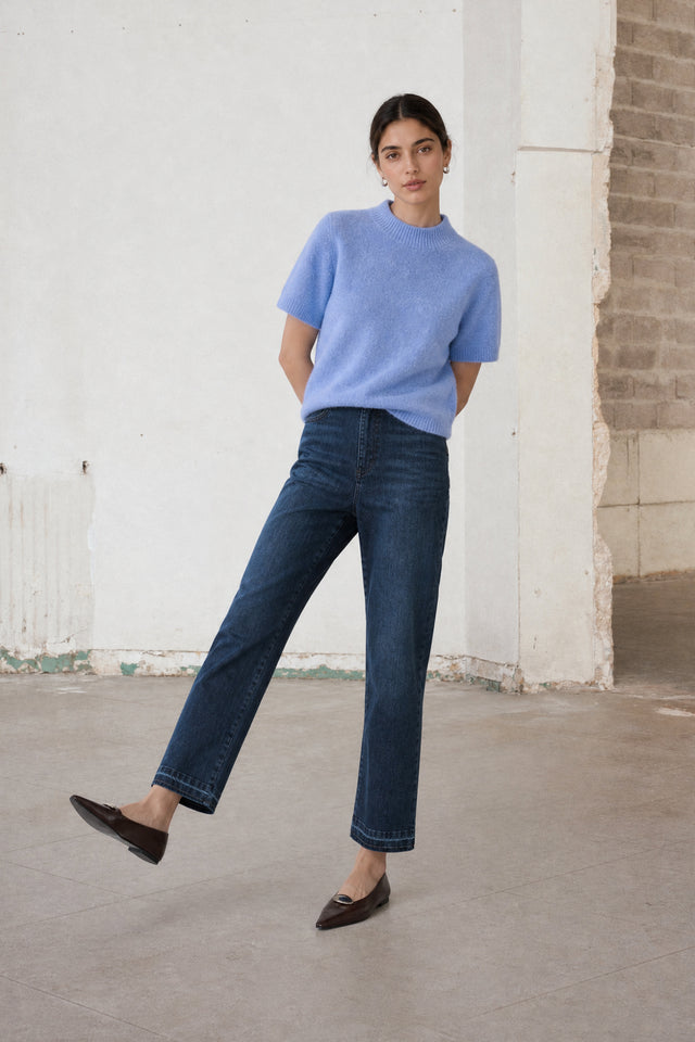 Alpaca knitted dyed top WP09 | Sky Blue