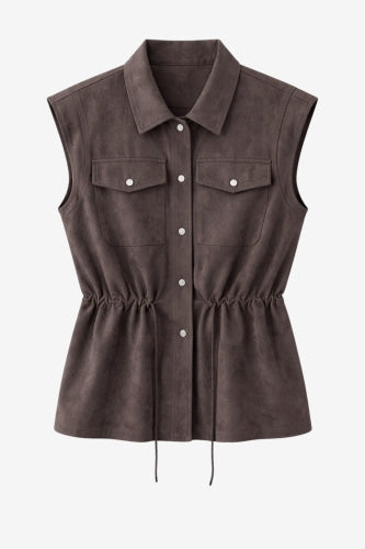 Arden suede effect vest | Dark Brown