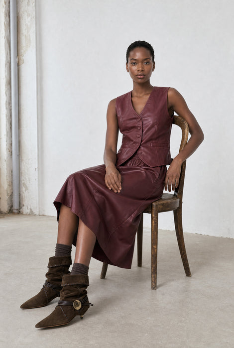 Elle eco leather skirt | Bordo
