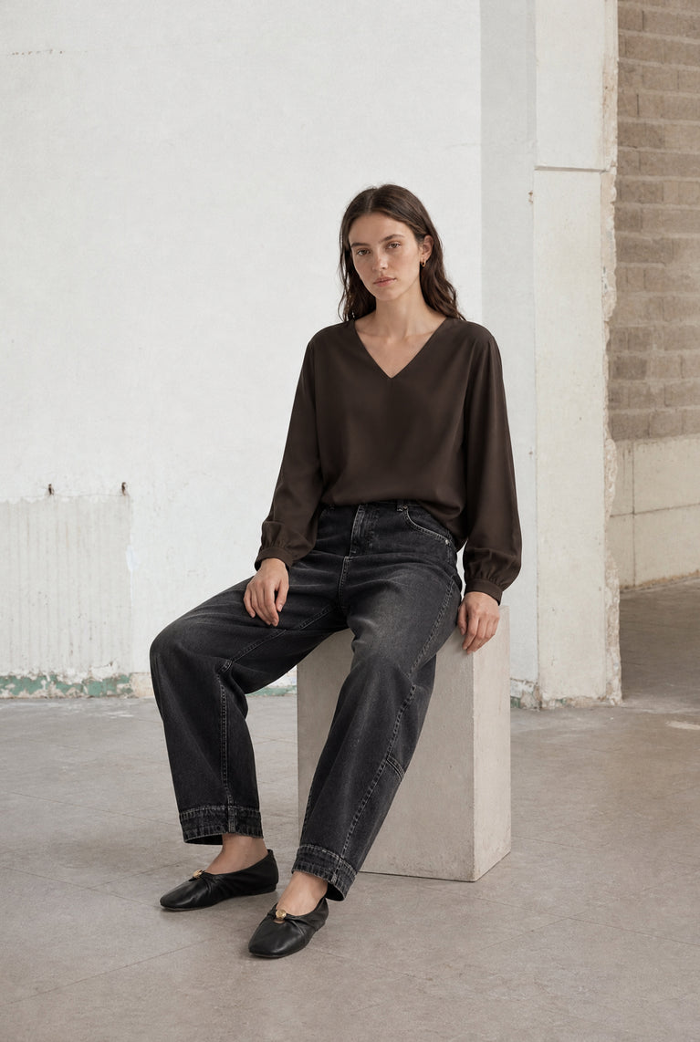 Aria top technical jersey | Chocolate