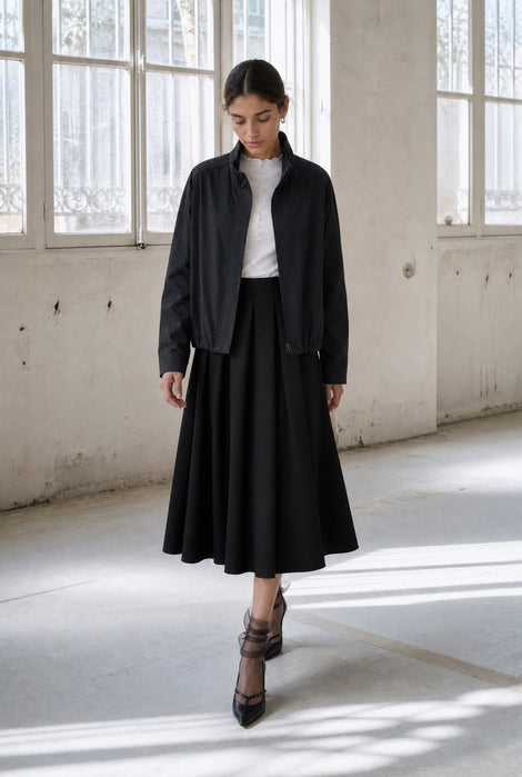 Awrora cotton pleated bomber jacket | Navy