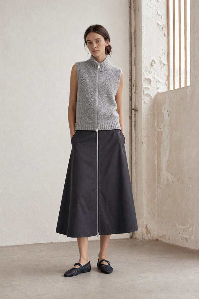 Vest Boucle long zip | Grey