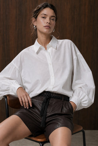 Adelina cotton oversized blouse | White