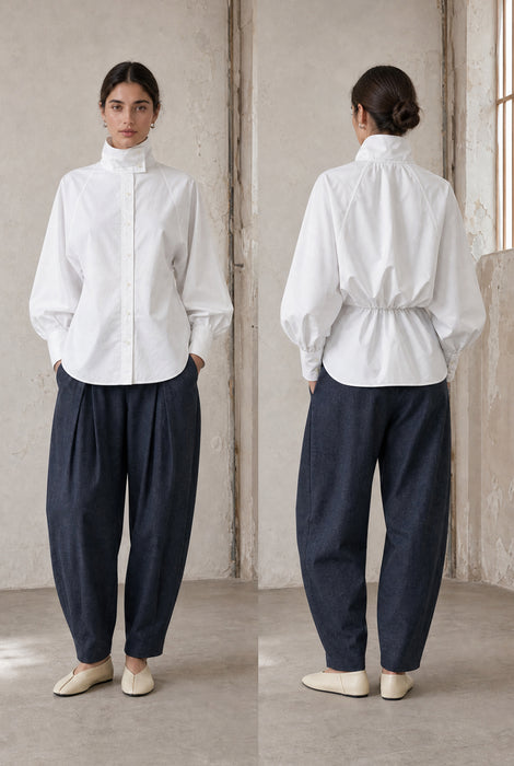 Bree cotton poplin blouse | White