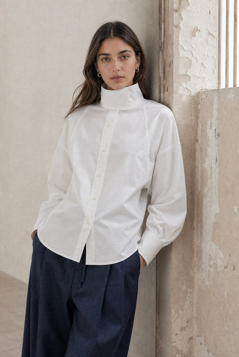 Bree cotton poplin blouse | White