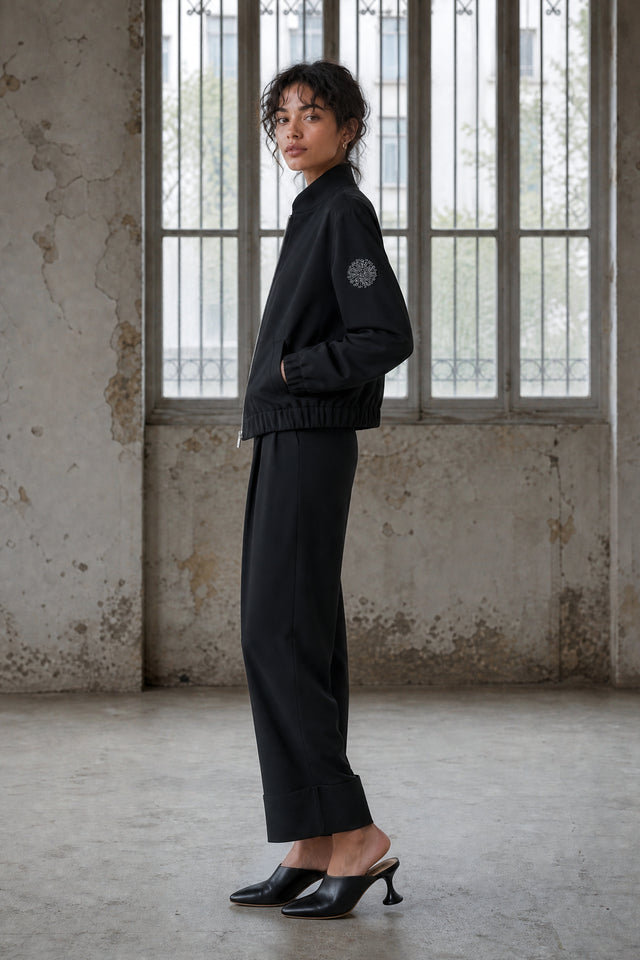 Sirmione viscose flair pants | Black