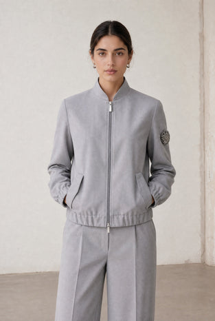 Brenzone Viscose zipper bomber | Grigio