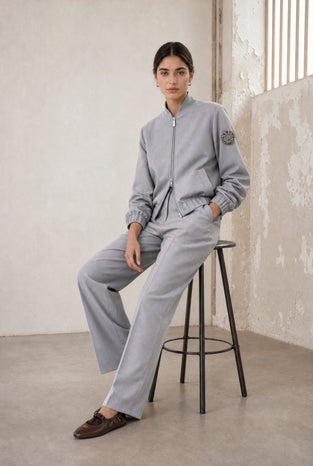 Brenzone Viscose zipper bomber | Grigio